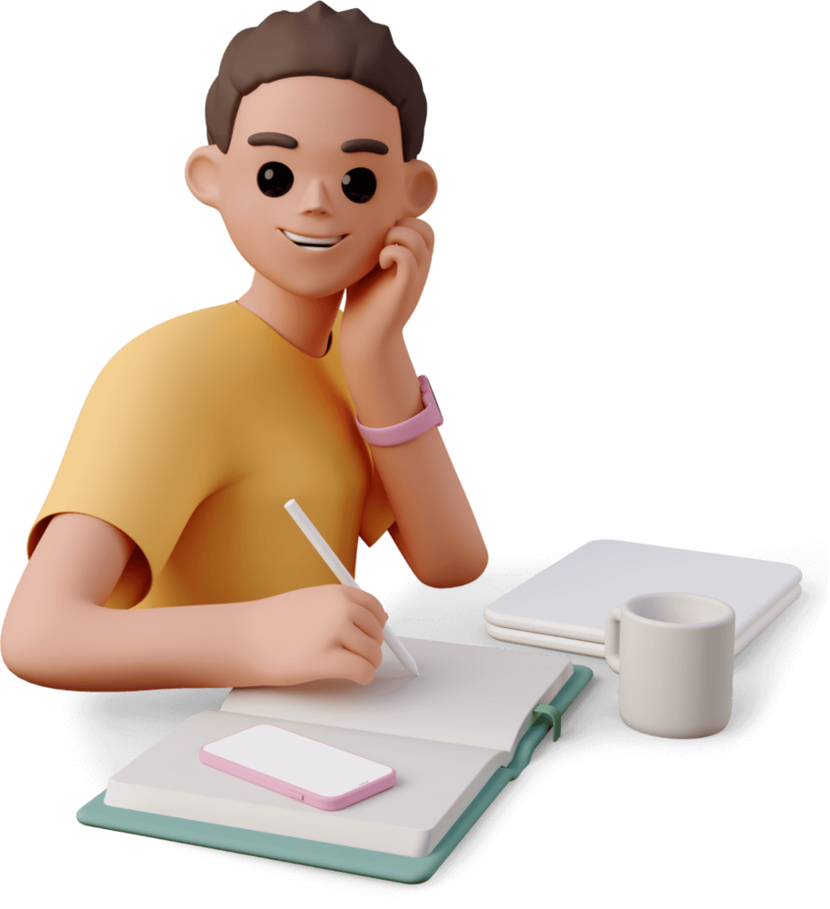 Illustration d'une personne qui écrit une recette dans un carnet